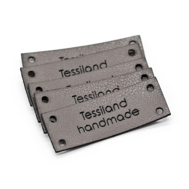 Custom tags rectangle 5 pcs Eco Leather White Tortora