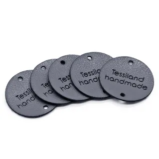 Customizable Eco-Leather Circle Tags 5pcs Gray