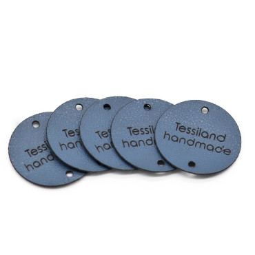 Plaques personnalisables cercle 5 pcs Éco-cuir blanc