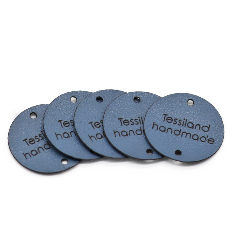 Plaques personnalisables cercle 5 pcs Éco-cuir blanc