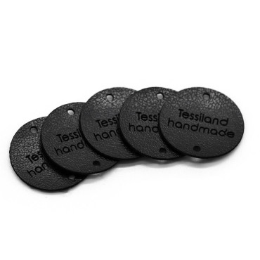 Etiquetas personalizadas círculo 5 pzs Polipiel blanco Nero