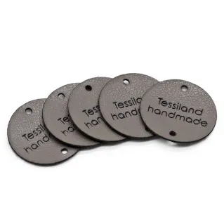 Customizable Eco-Leather Circle Tags 5pcs Tortora