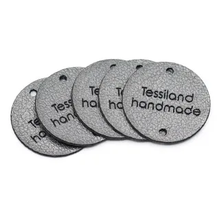 Étiquettes Personnalisables Cercle en Similicuir 5pcs Titanium