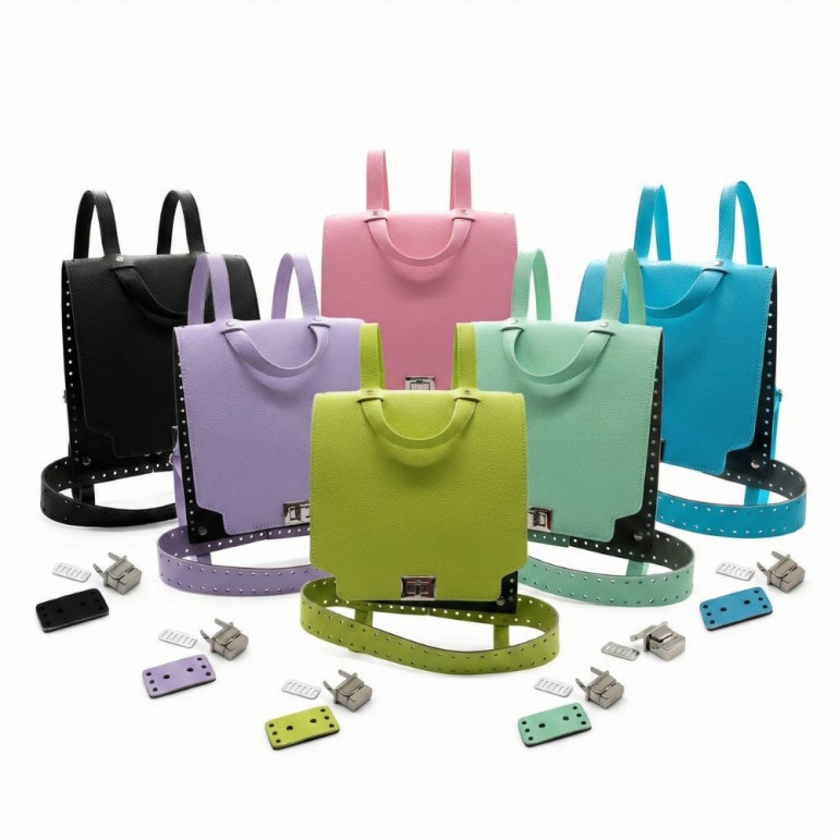 Set zaino Ilia in ecopelle per uncinetto con spallacci regolabili