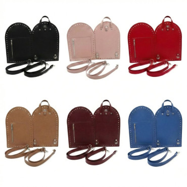 Set zaino Pocket in ecopelle per uncinetto con tasca zip e tracolle