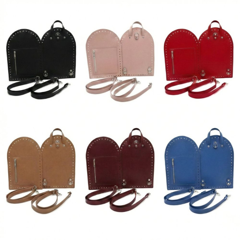 Set zaino Pocket in ecopelle per uncinetto con tasca zip e tracolle