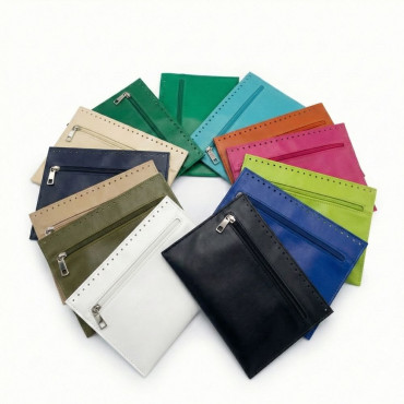 Tasca interna in ecopelle con zip per borse