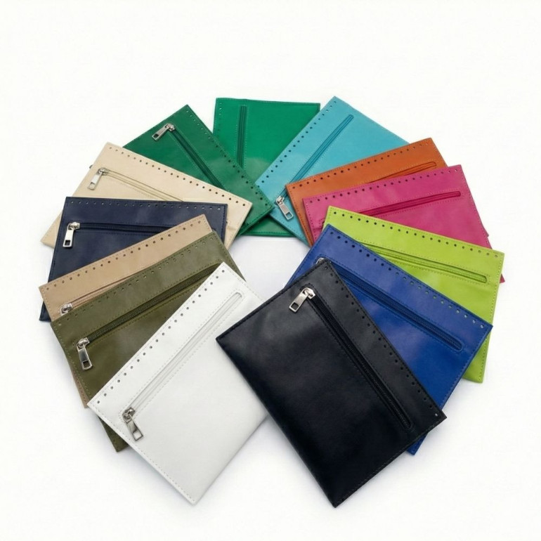 Tasca interna in ecopelle con zip per borse