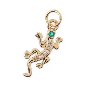 Ciondolo Geco Strass Oro charme grintoso brillante | Tessiland