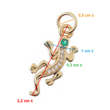Ciondolo Geco Strass Oro charme grintoso brillante | Tessiland