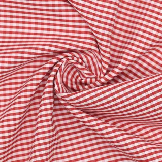 Tissu à carreaux vichy pour doublures et couture créative Rosso