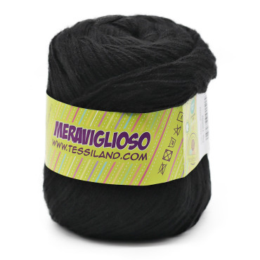 Meraviglioso microfibra de acrílico cardado ovillo 100g Nero