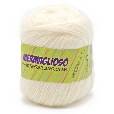 Meraviglioso microfibra de acrílico cardado ovillo 100g Panna