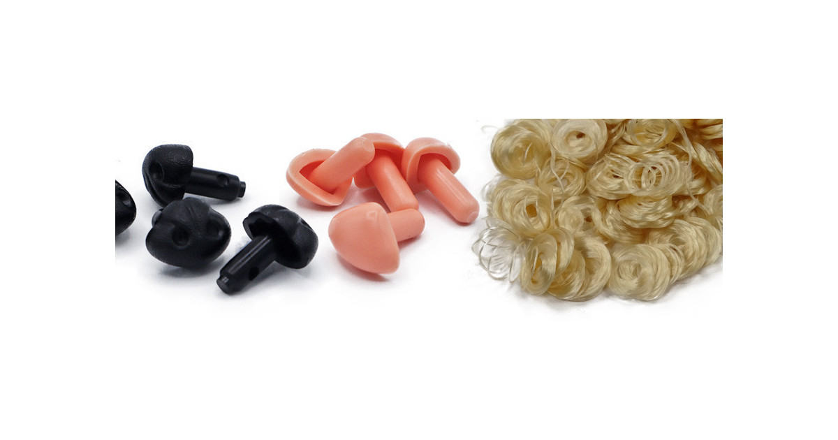 narices y cabello para amigurumi