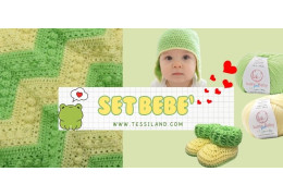 3 ideas de ganchillo para bebés: mantita chevron y bubble, gorrito y patucos a juego.